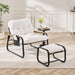 Beige Upholstered Lounge Chair With Ottoman Footrest