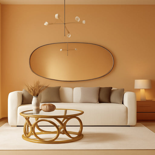 Asymmetrical Wooden Framed Wall Mirror - Modern Dressing Mirror for Bathroom, Living Room, Office - Mid Century Design (Black, 35.4'' X 17.7'' / 90 X 45 Cm)