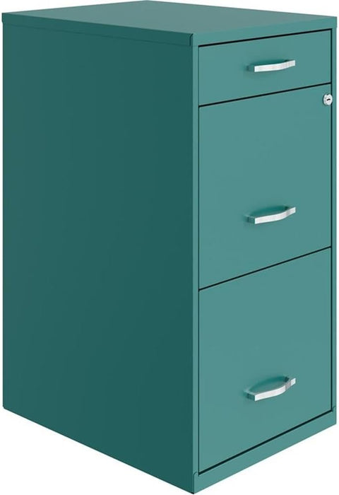 3 Drawers 27.32" Vertical Turquoise Metal Filing Cabinet Lockable Pre-Assembled Stationary Letter Size for Home, Office