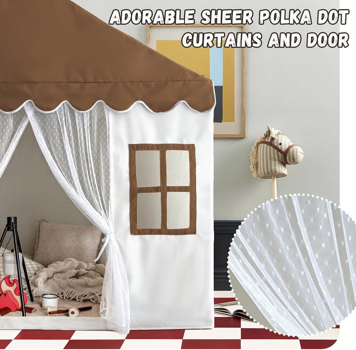 Kids Tent with Mat, Kid Play Tent for Toddlers, Indoor Playhouse Princess Toddler Tents for Girls Boys, Large Bed Tents, House Toys for Boy Girl Birthday, 57" L X 35.5" W X 53" H