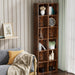 6-Tier Tall Narrow Bookshelf, 70.5" Skinny Thin Bookcase, Brown | Corner Shelf Slim Storage Cabinet,Wood DVD CD Media Cube Organizer Tower Rack for Small Spaces, Bedroom, Living Room, Office