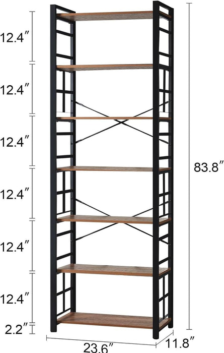 84 Inch Tall IndustrialGrade Bookcase Rustic Brown