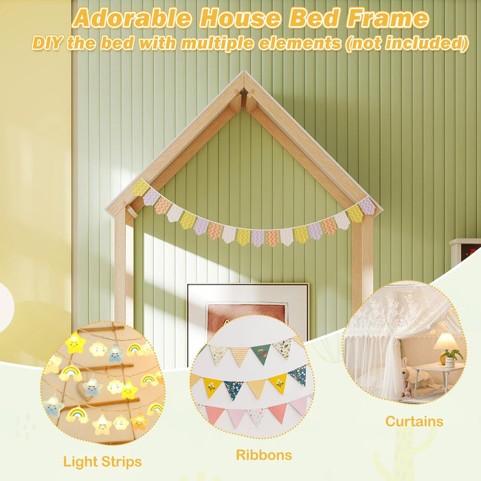 Twin Size Montessori Floor Bed Natural SolidWoodFrame