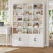 82.3" Triple Wide Bookshelf, Tall Bookcase with 4 Doors, White