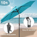 Patio Umbrella Outdoor with Push Button Tilt, 10 Ft Aqua Blue