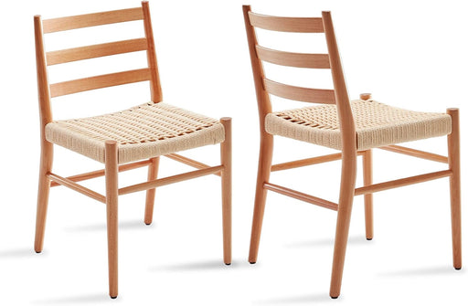 Wood Rattan Dining Room Chairs with Comfortable Woven Seat,Fully-Assembled