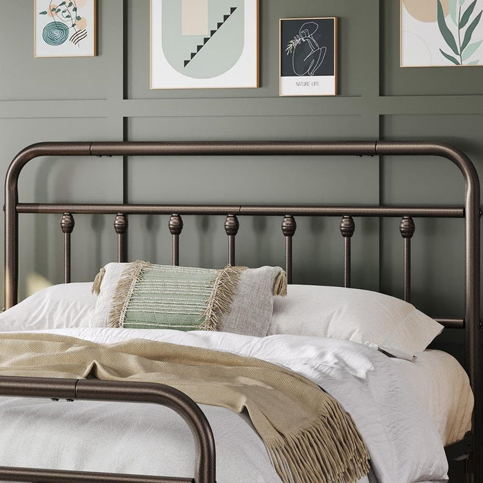Queen Metal Platform Bed Frame, Victorian Headboard & Footboard