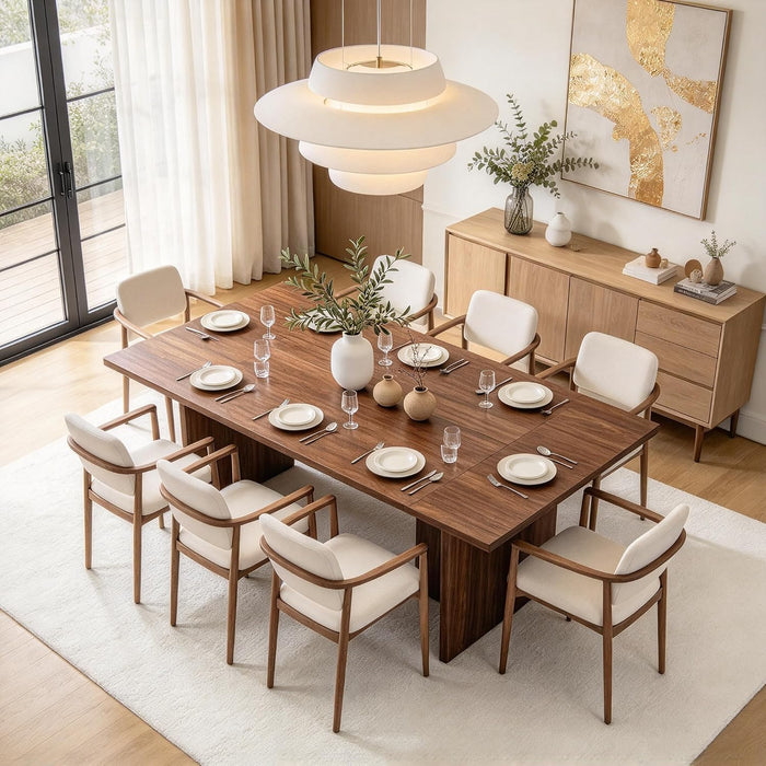 Rectangle Dining Table for 6-8, Walnut Wood Finish