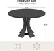 43.3" round Dining Table for 4-6 People | Farmhouse Kitchen Table, Mid Century Modern Circle Dining Table, Curved Solid Wood Frame, for Kitchen Dining Room, Black