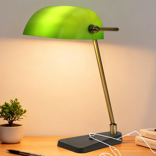 EmeraldGreen Bankers Desk Lamp CastIron Base Swivel