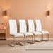 Dining Chairs Set, Kitchen Modern Metal Chairs with Faux Leather Padded Seat High Back and Sturdy Chrome Legs, Chairs for Dining Room (White-1, Set of 4)