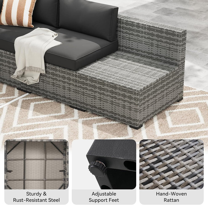 7-Piece Patio Furniture Set, Wicker Outdoor Furniture with Thick Cushions