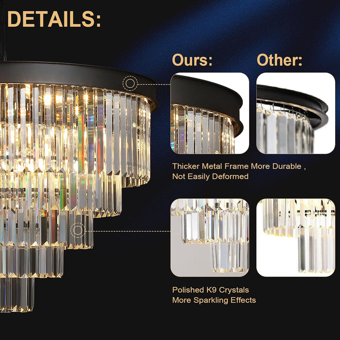Large Black Crystal Chandelier 30 Inch RoundCrystal