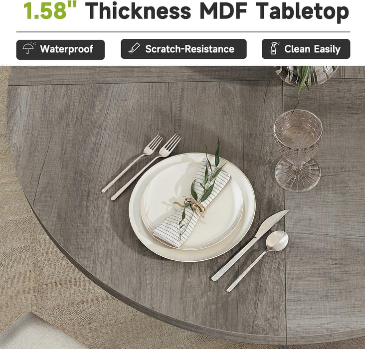 47.2 Inch round Dining Table for 4-6 People, Wood Kitchen Table for Dining Room Living Room, Small Circle Farmhouse Dinner Table for Restaurant Hotel, Grey (Only Table)