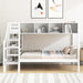 Twin Size Bed Frame for Bedroom Twin over Full Bunk Bed with Staircase and Built-In Storage Cabinets No Box Spring Needed White 96" L X 57.2" W X 62.2" H