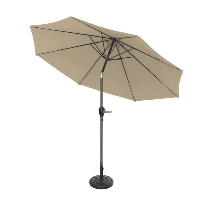 10 Ft. Aluminum Outdoor Market Patio Umbrella with Auto Tilt, Easy Crank Lift in Sand