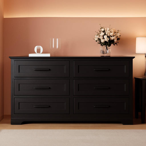 Black Six Drawer Dresser With Superior Organization
