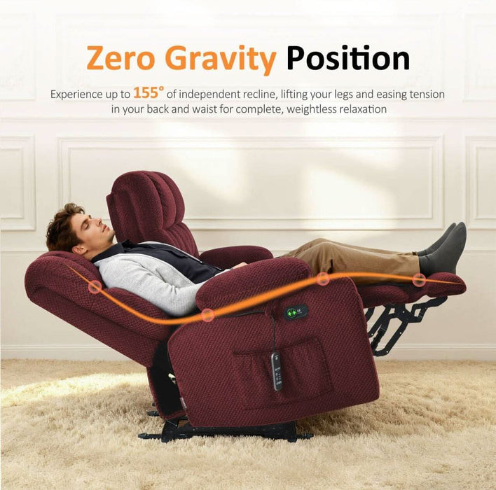 57" Power Loveseat Recliner, Electric Reclining Loveseat Sofa with Heat and Vibration, Cupholders, USB Charge Ports for Living Room 6314 (Burgundy, Loveseat)