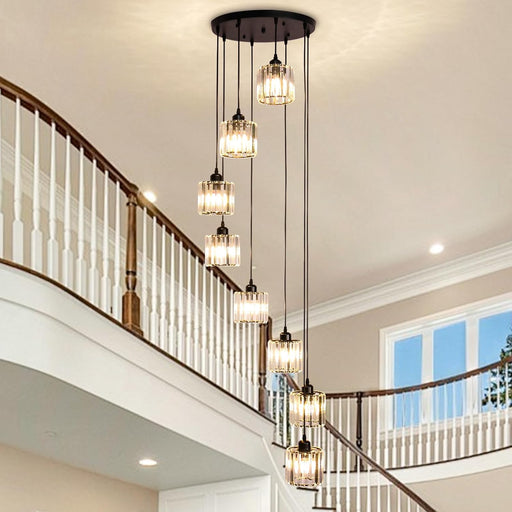 8 Lights Crystal PendantLight Ceiling Chandelier Black