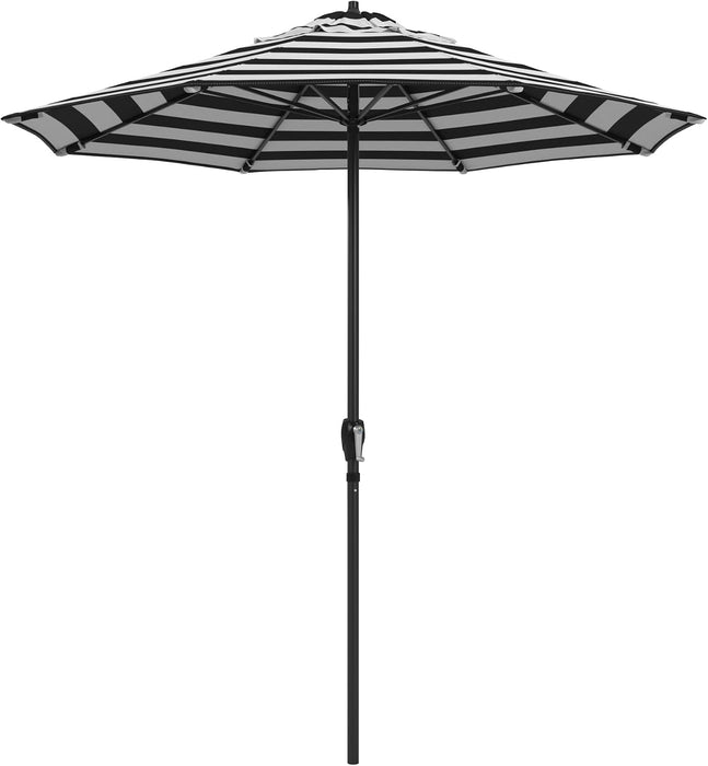 12-Year Protection 7.5-Ft Outdoor Patio Umbrella, Sunbrella Fade-Resistant Fabric, Auto-Tilt, Heavy Duty Aluminum Frame, 8 Reinforced Ribs for Pool or Deck, Black Pole, Cabana Classic