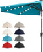 9 FT Solar Half Patio Umbrella with 25 LED Lights, Half Outdoor Umbrella with Button Tilt, Half round Table Umbrella for Deck, Backyard, Balconies, Decks, Rvs, UV Protection (Aqua Blue)