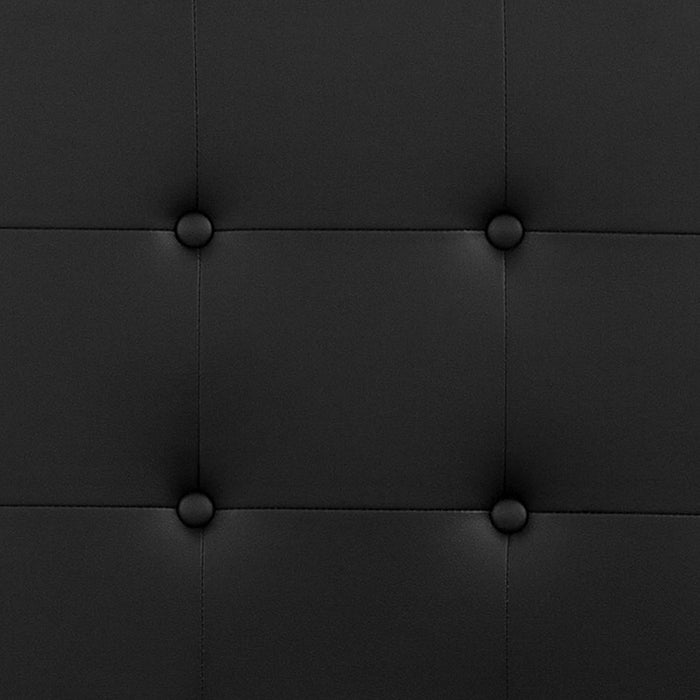 Button Tufted Upholstered Queen Size Headboard in Black Vinyl