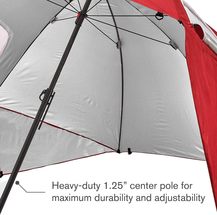 Premiere XL 9-Foot Umbrella - Heavy-Duty 1.25" Center Pole & Twist Handle Auger - UPF 50+ Sun Protection - Privacy Side Panels, Zippered Windows & 2 Interior Pockets - Carry Bag Included