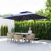 Cantilever Umbrella 9' X 12' Wood-Grain Finish, Navy Blue