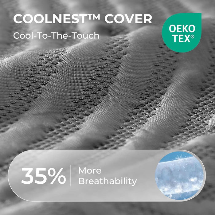 Coolnest Queen Mattress, 14 Inch Cooling Gel Queen Size Memory Foam Mattress for Cool Night Sleep, 5-Zone Ergo Support for Pressure Relief, Medium Firm, Certipur-Us Certified