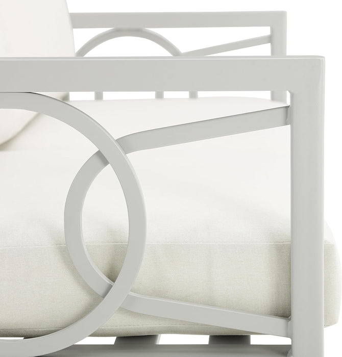 Ashford 2-Piece Outdoor Coffee Table and Loveseat Patio Furniture Set for Porch, Deck, Gray with Creme Cushions