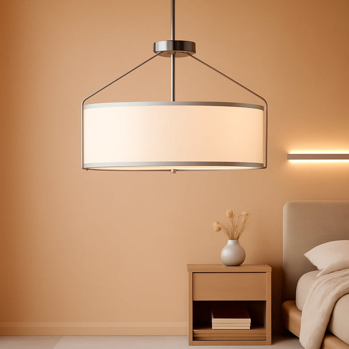20Inches White Drum Chandelier Large Pendant Lights for Dining Room