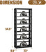 5 Tier Bookshelf, 55"Metal Display Book Shelf, Adjustable Bookcase | Black Bookshelf, Modern Utility Shelf, Tall Storage Shelves, Open Book Case for Office, Living Room, Kitchen, Study Room-23"W