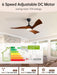 52 Inch Ceiling Fan with Light and Remote, Modern 3 Solid Wood Blades Ceiling Fan, 6 Speeds 5500CFM, Dimmable 3-Color LED with Memory, Timer & Quiet & Reversible DC Motor, ETL, Walnut Wood
