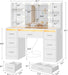 White Makeup Vanity Desk Glass Top IlluminationProLighting