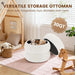 round Ottoman with Storage, Plush Teddy Boucle Footstool for Living Room, Soft Vanity Stool with Hidden Compartment, Circular Foot Rest for Bedroom & Dorm Decor, White