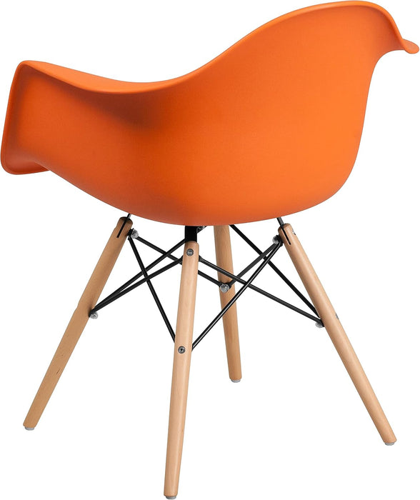 Alonza Series Orange Plastic Chair with Wooden Legs