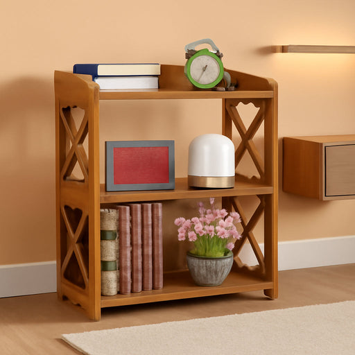 3 Tier Bookshelf, Narrow Bookshelf Wood Bookshelf Organizer, Small Bookcase Display Shelf, 3 Shelf Bookcase for Desktop, Office, Bedroom, Living Room (Brown, 3 Tier)