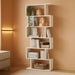 S Shaped Bookshelf, Modern Geometric Bookcase, 6-Tier White Display Case Book Shelf