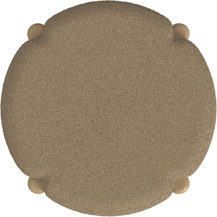 Luna Modern round Ottoman Home Décor|Ottoman for Living Room & Bedroom - Brown Boucle
