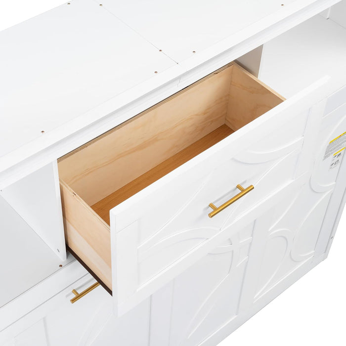 Twin Murphy Bed With MultiCompartmental Storage White