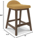 Lyncott Contemporary 28.5" Counter Height Upholstered Bar Stool with Foam Cushion, 2 Count, Mustard & Brown