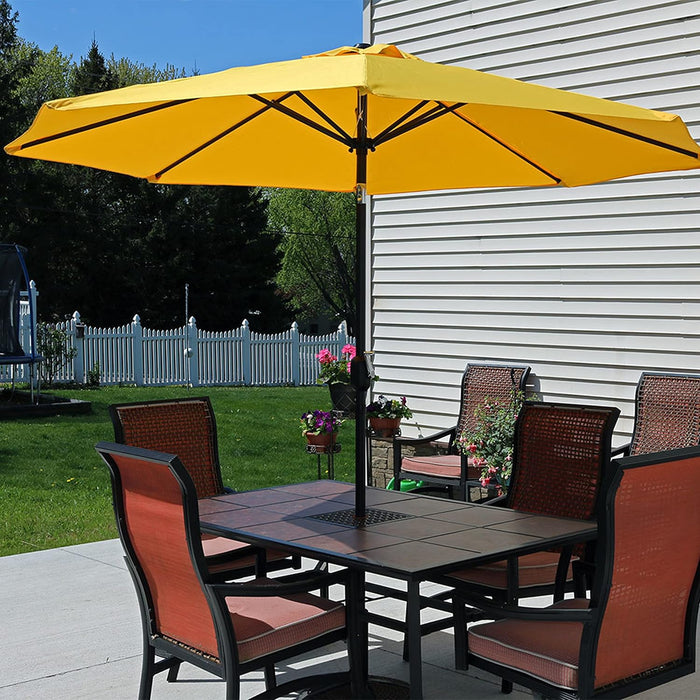 Sunnydaze Outdoor Patio Umbrella with Tilt & Crank, Gold, 9Ft