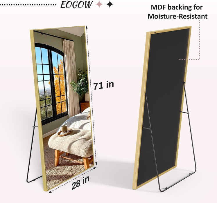 71" X 28" Full Body Mirror,Tempered Glass Shatterproof Full Length Mirror with Stand, Hanging, Wall Mounted Leaning for Bedroom Living Room Entryway