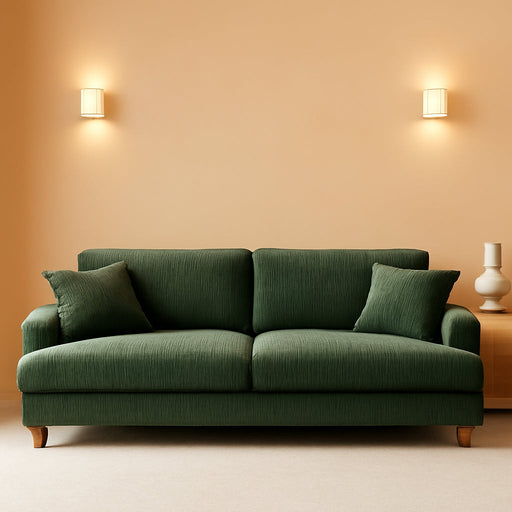 Corduroy Sofa EightySevenInch DeepSeat Green LivingRoom Comfort