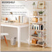 6 Tiers No Assembly Book Shelves, 61.8" H Folding Bookshelf Bookcase Open Industrial Foldable Shelves for Bedroom, Living Room, Home Office - Natural White