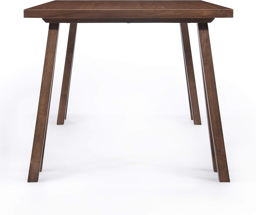 Rachel Mid-Century Modern 7 Piece Dining Set with A-Frame Table, Light Beige + Walnut