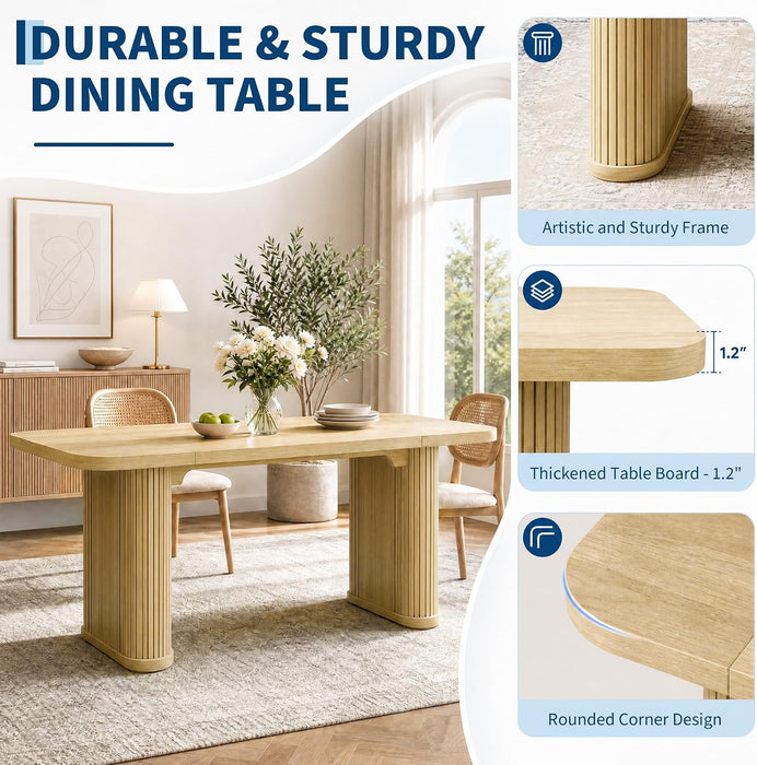 Dining Table for 6-8 People-62 Long Kitchen Dinner Table, Light Oak