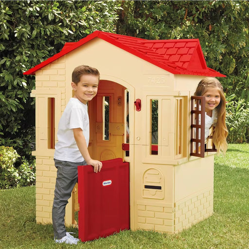 Cape Cottage Playhouse with Working Door, Windows, and Shutters - Tan, Toddlers Ages 2+ Years