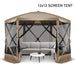 12'X12' Pop-Up Gazebo Outdoor Camping Tent with 6 Sides Mosquito Netting, Waterproof, UV Resistant, Portable Screen House Room, Easy Set-Up Party Tent with Carry Bag, Ground Spike, Khaki