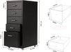 Black Mobile File Cabinet, 5 Drawers